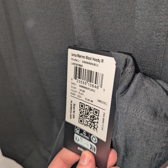 *NWT* Mens Arcteryx Ionia Merino Wool Hoodie - Size L - Black - Picture 4 of 4